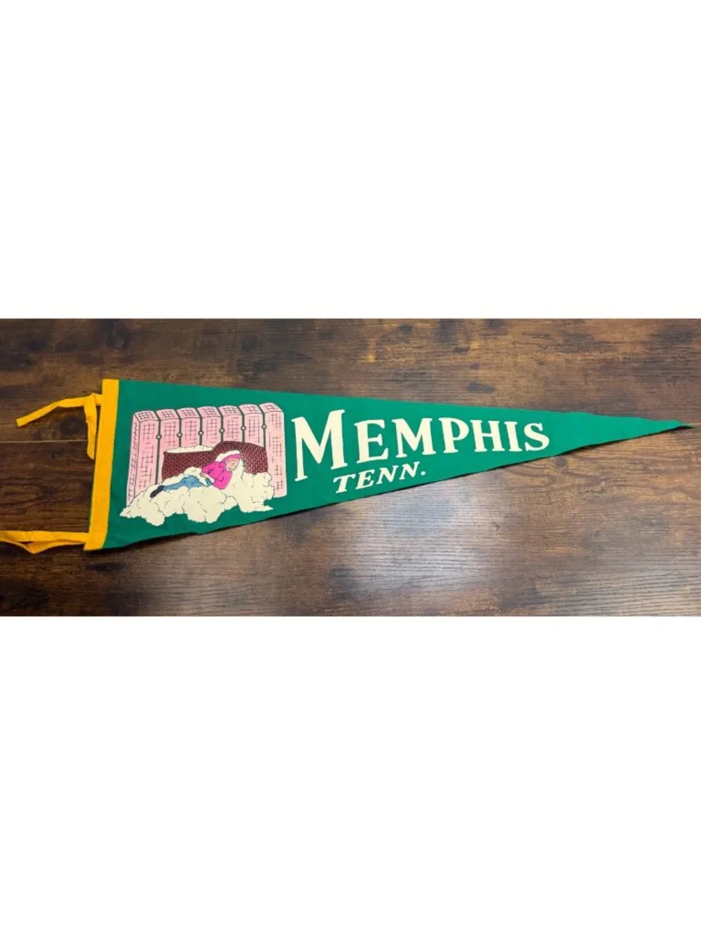 Vintage Memphis Tennessee Souvenir Felt Pennant With Cotton Picker 27 inches